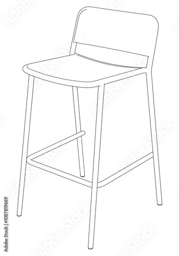 Bar chair and stool editable vector illustration  Fancy line art design, hand-drawn elements for modern bar furniture, stylish seating, and interior decor. Perfect for kitchen, lounge, or pub settings