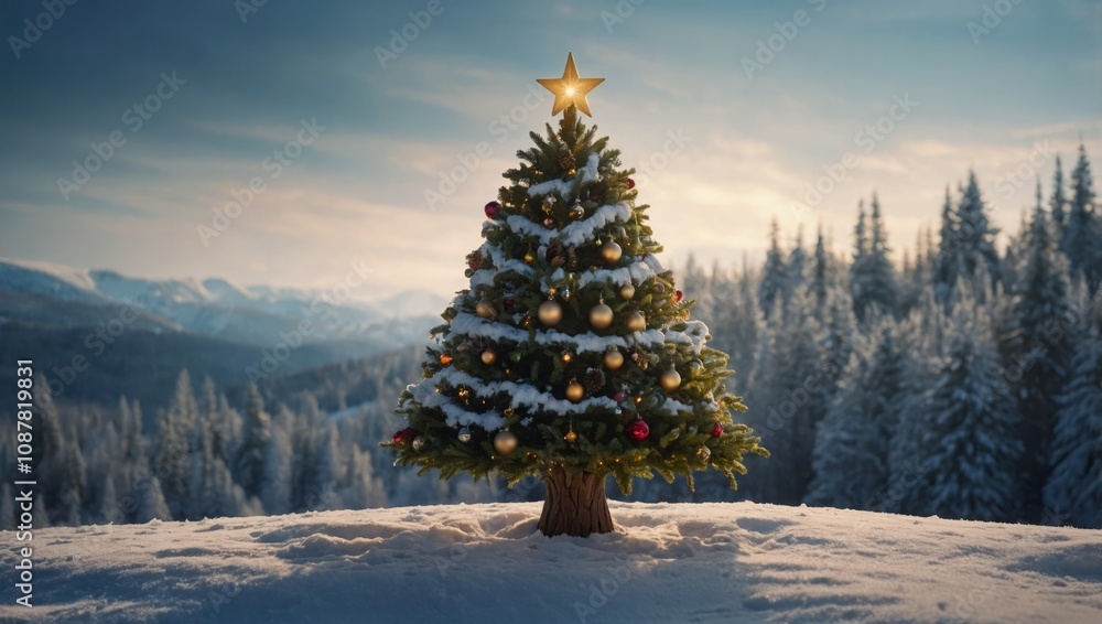 Christmas tree in the winter forest Christmas tree in the winter forest