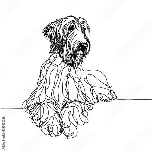 Afghan Hound Elegant vector line art showcasing a shaggy dog silhouette in profile view. Perfect for pet designs, minimalist artwork, or creative projects.