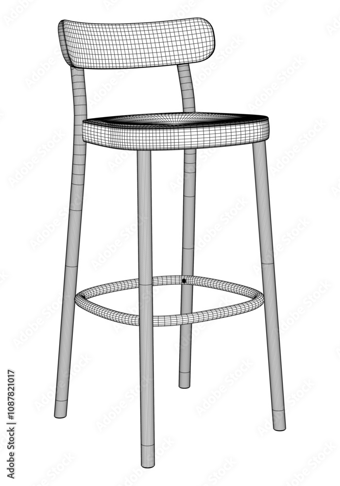 Hand-drawn bar chair and stool vector illustration. Editable line art design ideal for bar furniture, kitchen counters, and trendy seating options in modern interiors Hand-drawn bar chair and stool vector illustration. Editable line art design ideal for bar furniture, kitchen counters, and trendy seating options in modern interiors