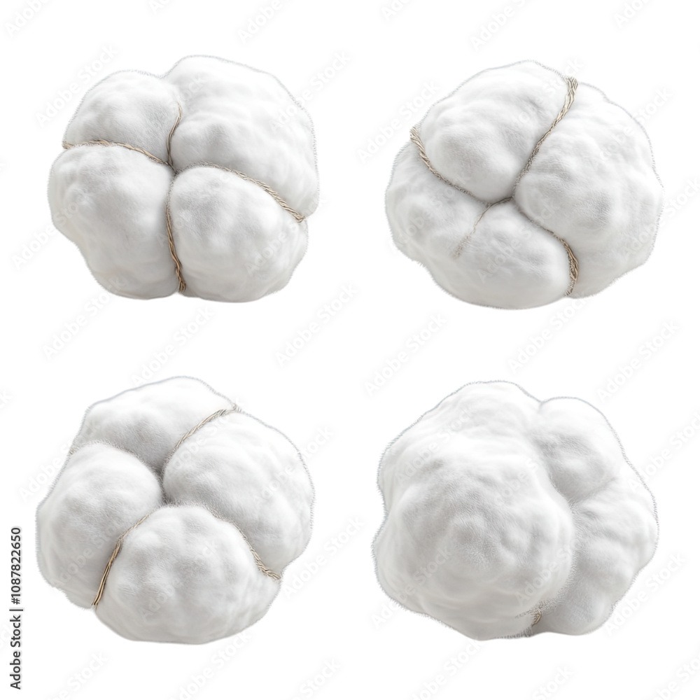 Set of cotton isolated on transparent background, Set of Set of cotton isolated on transparent background, Set of