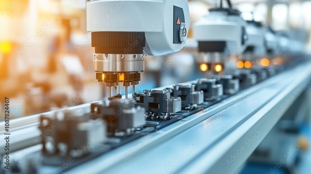 Automated machinery on a production line. Automated machinery on a production line.
