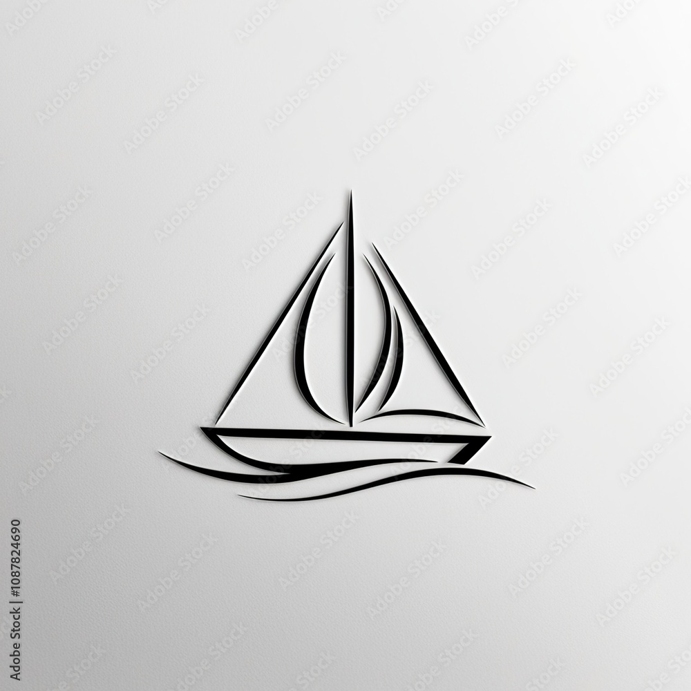 Minimalist Sailboat Logo Design on white background Minimalist Sailboat Logo Design on white background