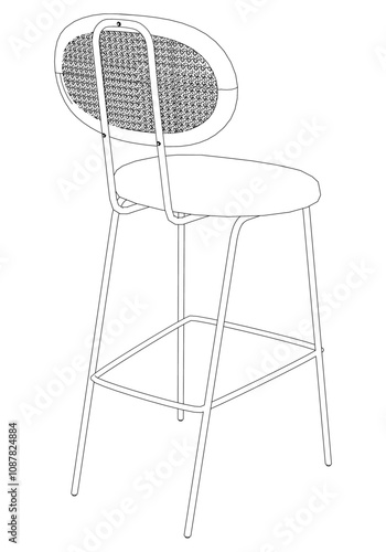 Hand-drawn bar chair and stool vector illustration. Editable line art design ideal for bar furniture, kitchen counters, and trendy seating options in modern interiors