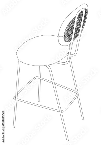 Hand-drawn bar chair and stool vector illustration. Editable line art design ideal for bar furniture, kitchen counters, and trendy seating options in modern interiors