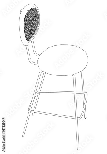 Hand-drawn bar chair and stool vector illustration. Editable line art design ideal for bar furniture, kitchen counters, and trendy seating options in modern interiors