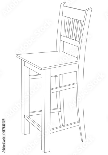 Hand-drawn bar chair and stool vector illustration. Editable line art design ideal for bar furniture, kitchen counters, and trendy seating options in modern interiors