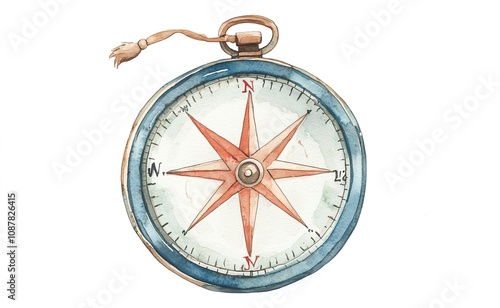 Ethereal painting watercolor background concept. Celestial Compass Illustration in Watercolor Style