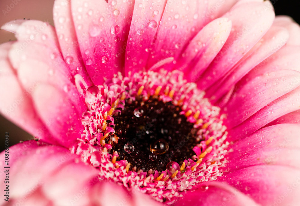 Close-up of pink gerbera with water drops Close-up of pink gerbera with water drops