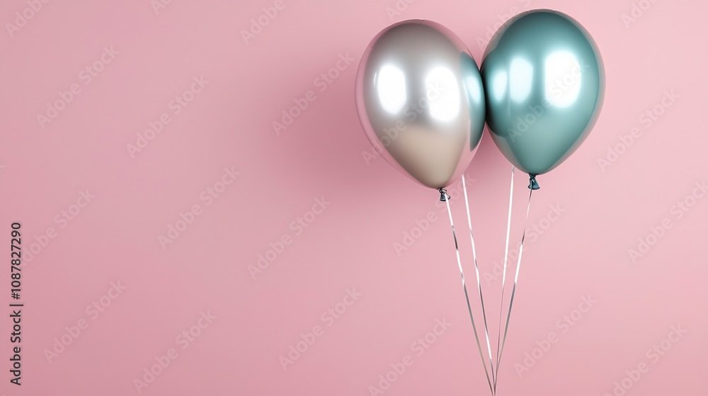 Foil balloon metallic concept. Metallic Foil Balloons in Silver and Blue Colors Foil balloon metallic concept. Metallic Foil Balloons in Silver and Blue Colors