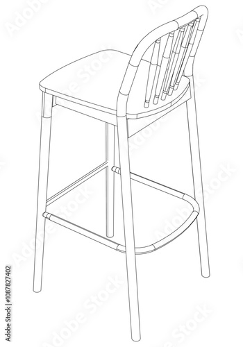 Hand-drawn bar chair and stool vector illustration. Editable line art design ideal for bar furniture, kitchen counters, and trendy seating options in modern interiors