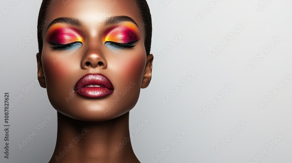 model creative makeup fashion concept. Expressive Makeup Design with Intricate Colors and Shades model creative makeup fashion concept. Expressive Makeup Design with Intricate Colors and Shades