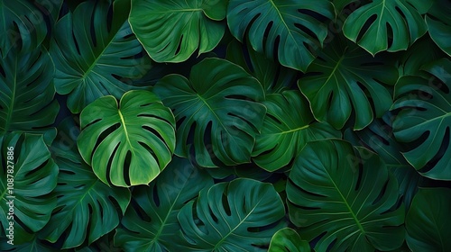 Wallpaper Mural Tropical green leaves monstera background concept. Lush Monstera Leaves in Varying Sizes and Colors Torontodigital.ca