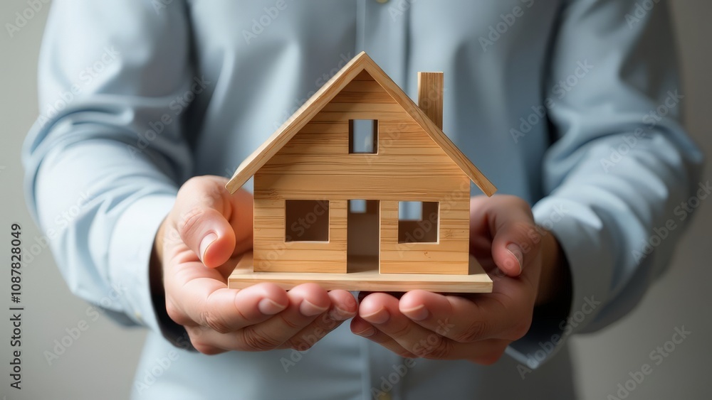 In the hands of a wooden house. In the hands of a wooden house.