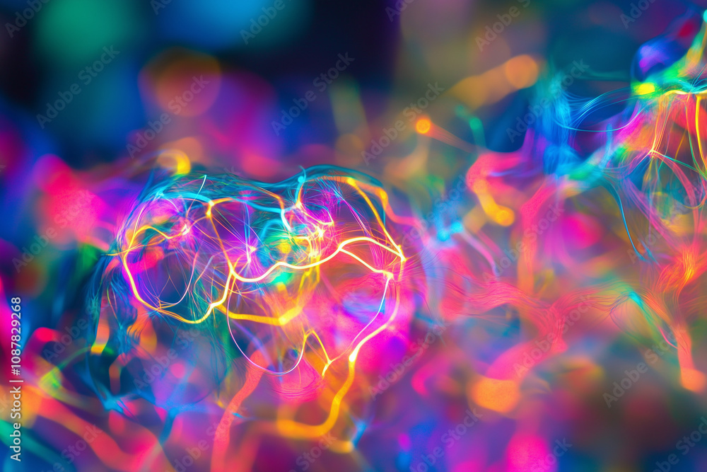 Colorful abstract light trails in neon shades of pink, blue, yellow, and green creating a vivid energy effect
Colorful abstract light trails in neon shades of pink, blue, yellow, and green creating a vivid energy effect