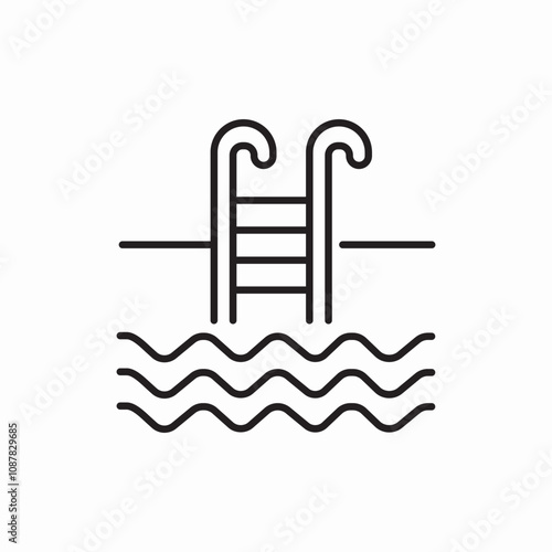 pool flat ladder icon sign vector