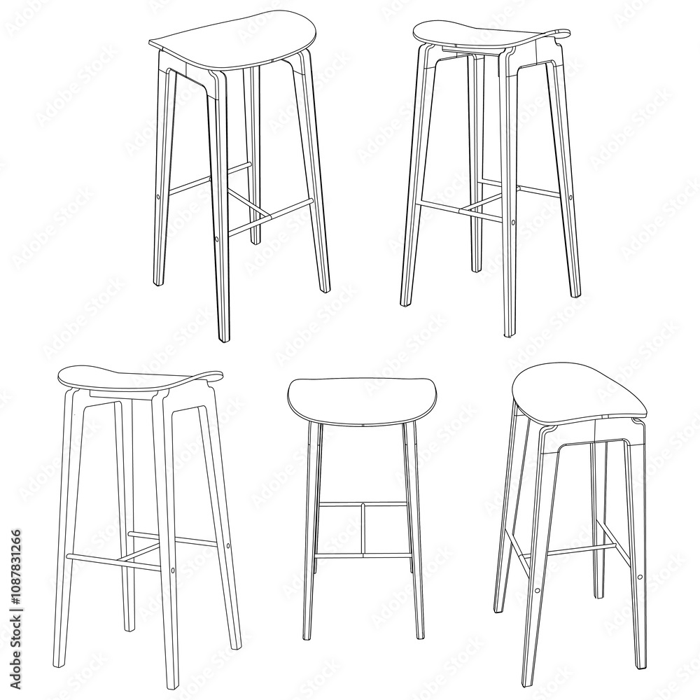 Bar chair and stool editable vector illustration Fancy line art design, hand-drawn elements for modern bar furniture, stylish seating, and interior decor. Perfect for kitchen, lounge, or pub settings Bar chair and stool editable vector illustration Fancy line art design, hand-drawn elements for modern bar furniture, stylish seating, and interior decor. Perfect for kitchen, lounge, or pub settings