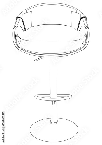 Bar chair and stool editable vector illustration  Fancy line art design, hand-drawn elements for modern bar furniture, stylish seating, and interior decor. Perfect for kitchen, lounge, or pub settings