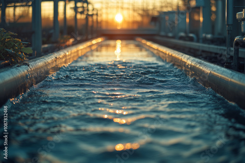 Wallpaper Mural A peaceful evening with flowing water under a glowing sunset landscape Torontodigital.ca