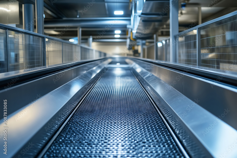 Fototapeta premium Innovative feeding system in a modern facility showcasing cutting-edge design