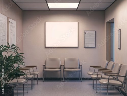 Modern Waiting Room Interior Design With Empty Chairs