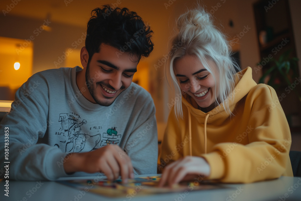 Couple Playing Board Game Together in Cozy Home
Couple Playing Board Game Together in Cozy Home