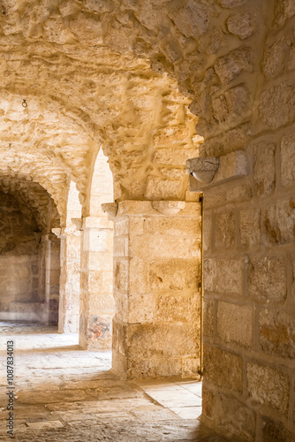 Brick stone archway with receding path