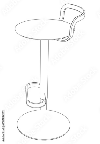 Hand-drawn bar chair and stool vector illustration. Editable line art design ideal for bar furniture, kitchen counters, and trendy seating options in modern interiors