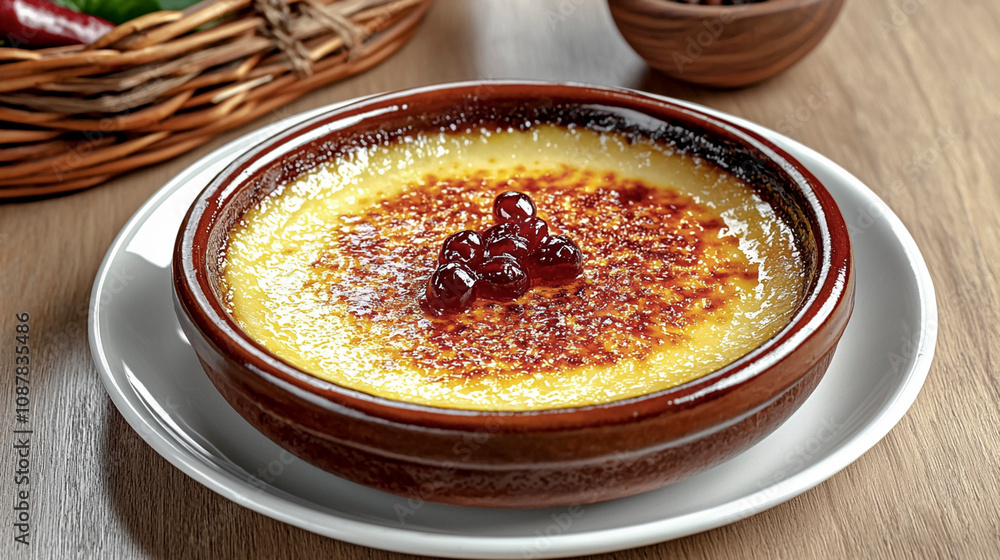 Catalan cream (Crema Catalana) the classic Spanish and Catalan Mediterranean dessert, with its characteristic golden caramel layer and creamy texture. Catalan cream (Crema Catalana) the classic Spanish and Catalan Mediterranean dessert, with its characteristic golden caramel layer and creamy texture.