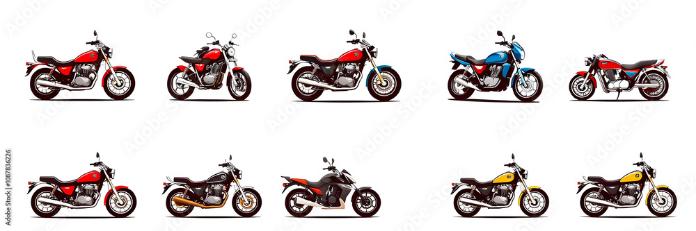 Obraz premium Different motorcycle collection illustration vector logo set. Generative AI