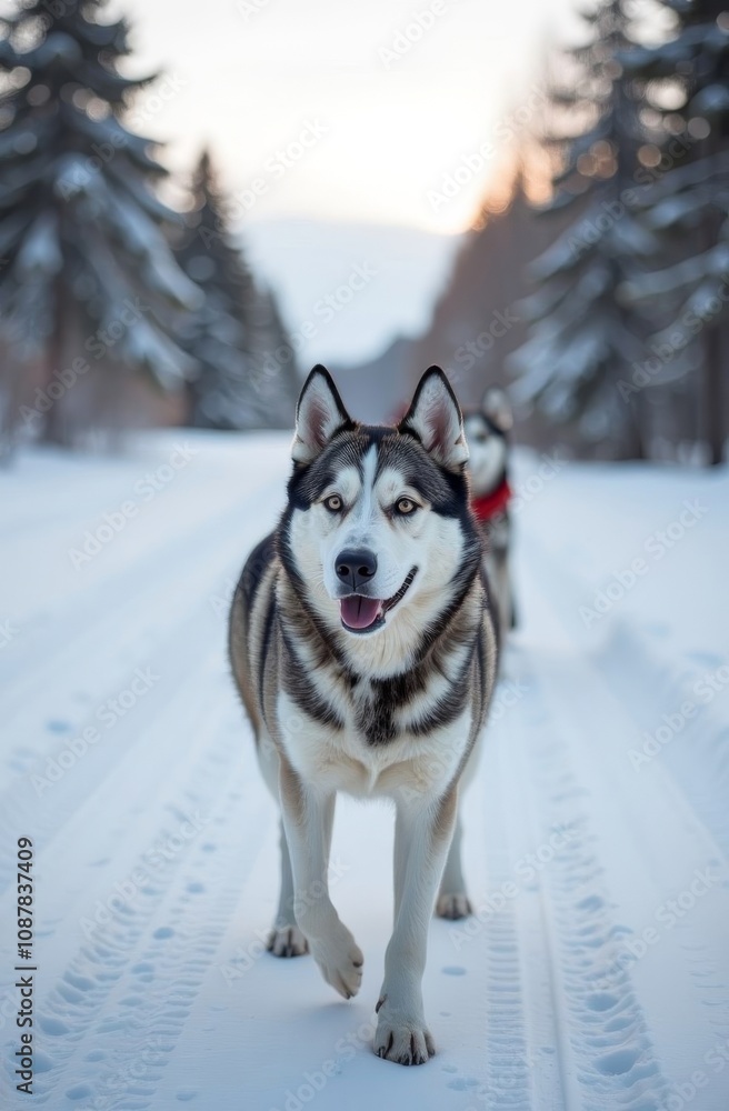 Fototapeta premium dogs in sleds