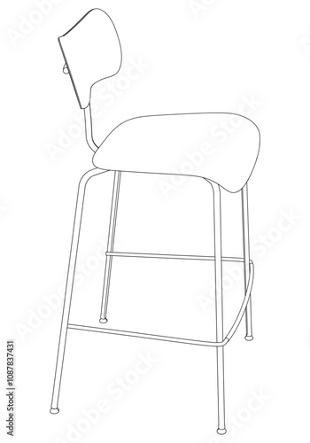 Hand-drawn bar chair and stool vector illustration. Editable line art design ideal for bar furniture, kitchen counters, and trendy seating options in modern interiors