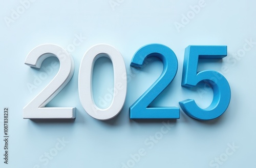 white and blue numbers 2025 on a white background 