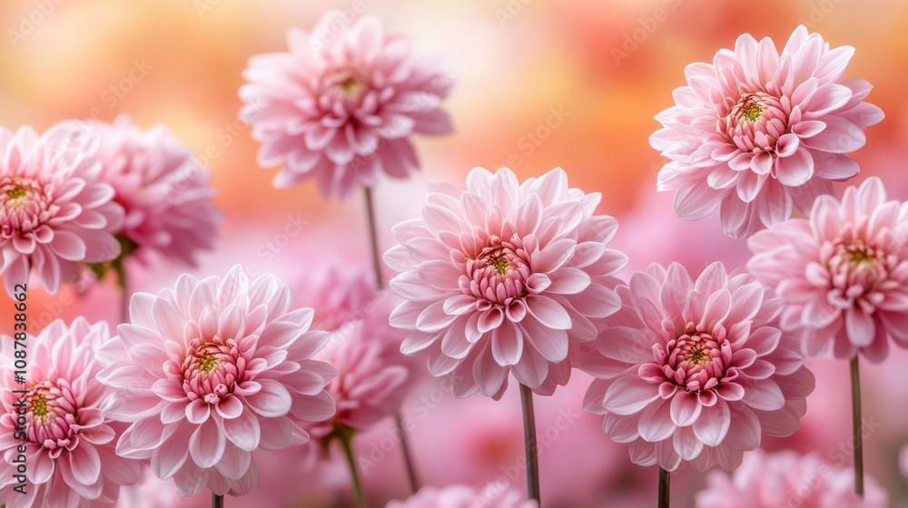 Close-up of delicate pink dahlias.