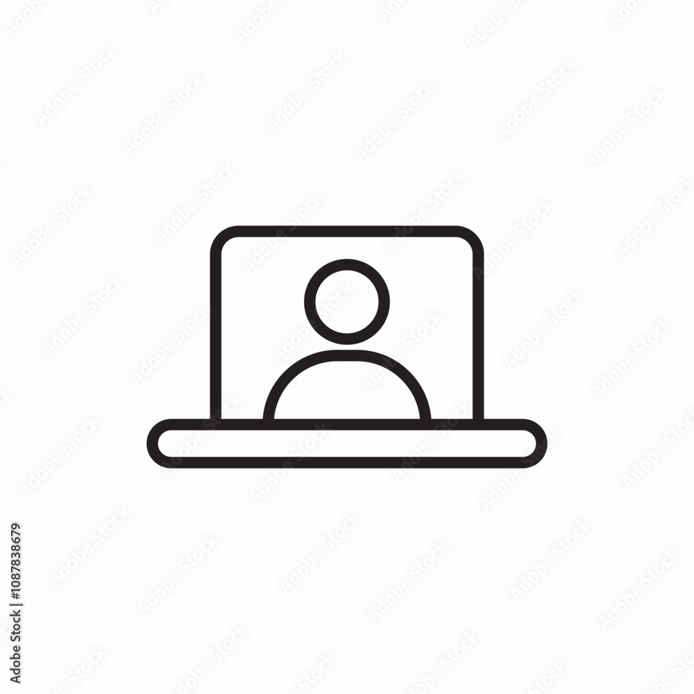 laptop user online meeting icon sign vector laptop user online meeting icon sign vector