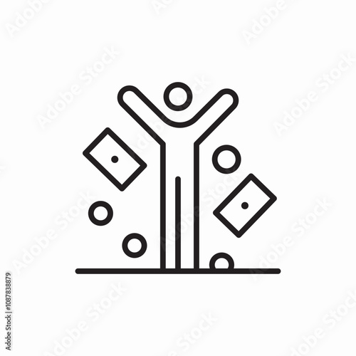 stick man naking money cash lottery icon sign vector