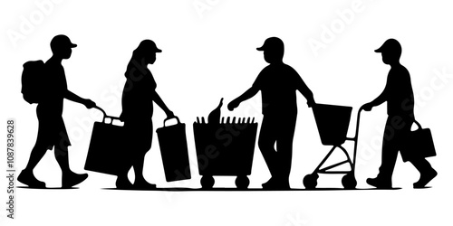 Community Silhouettes Collaborating on Environmental Clean-Up Projects