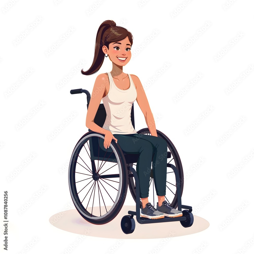 Illustration of woman wheelchair smiling. Parasports. Illustration of woman wheelchair smiling. Parasports.
