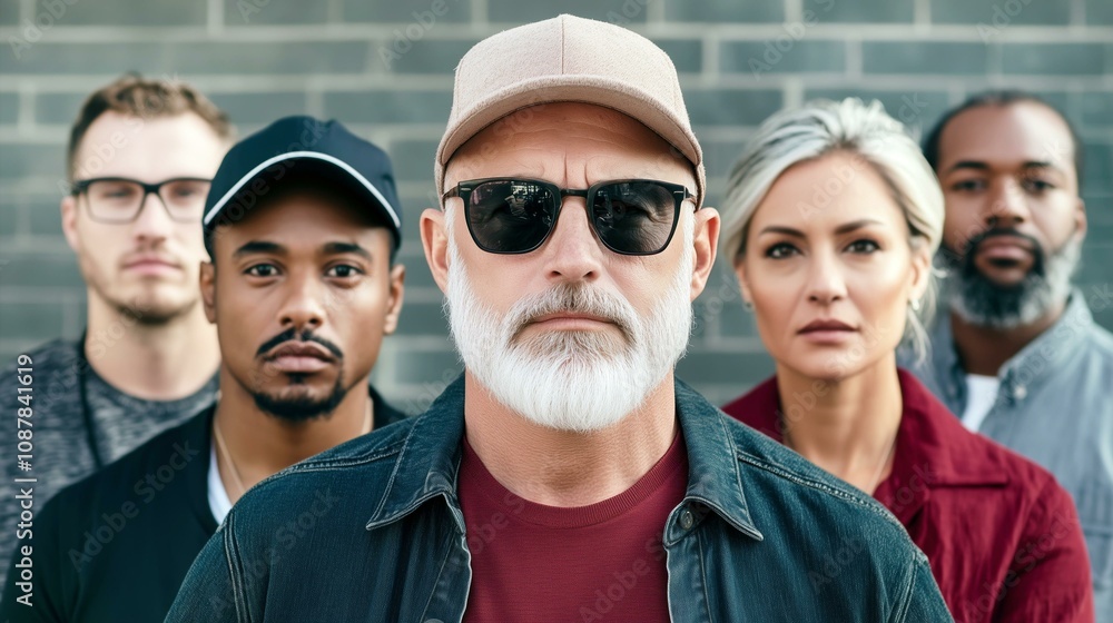 Diverse group of trendy individuals in urban setting Diverse group of trendy individuals in urban setting