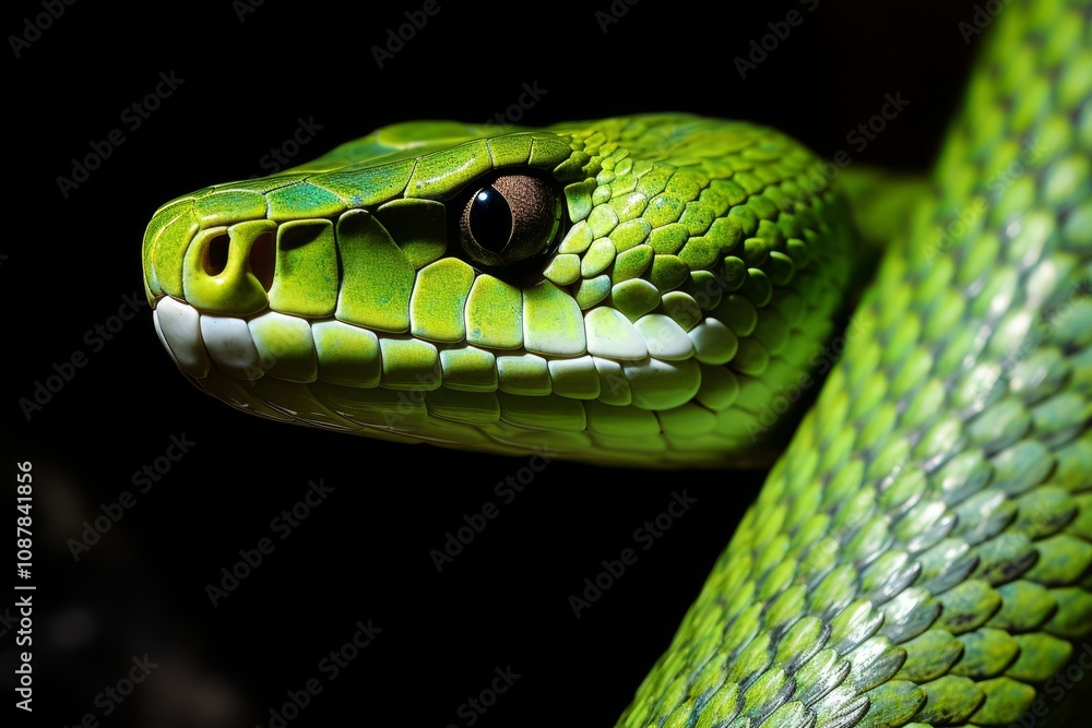 Obraz premium Year of the green wood snake portrayed in midjourney prompt for relevance in search results