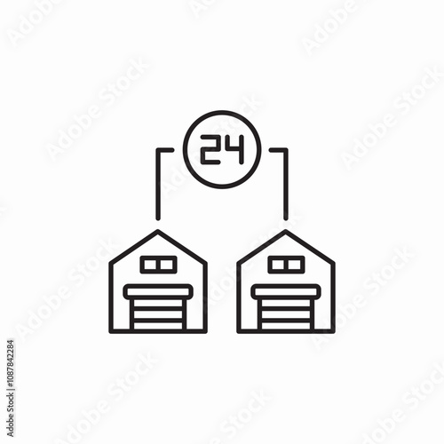 24 hours working warehouses icon sign vector