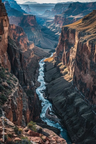 Vertical River Canyon Cliffs and Water photo