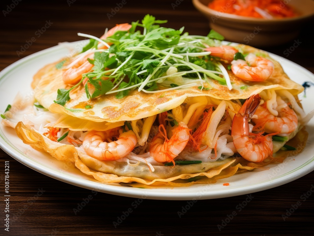 Authentic Vietnamese Bánh Xèo Crepe Delicacy Authentic Vietnamese Bánh Xèo Crepe Delicacy