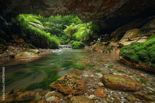 Lush Underground Stream in Crystal Cave