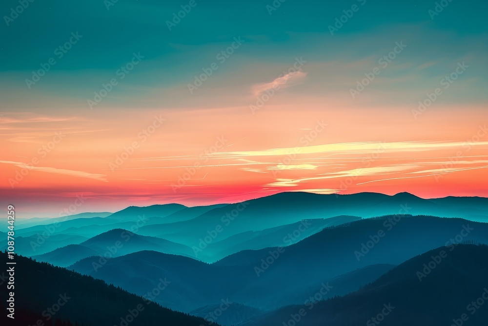 Fototapeta premium Silhouetted Ridge Against Colorful Sky