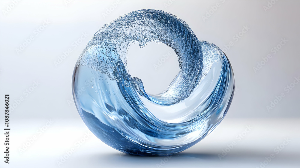 3D Render of a Blue Water Wave Abstract 3D Render of a Blue Water Wave Abstract