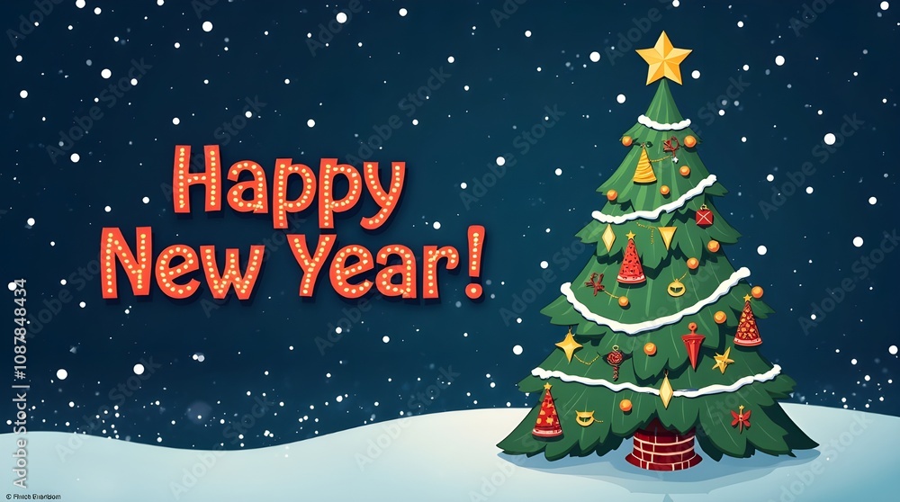 Color illustration of a Christmas tree with the words Color illustration of a Christmas tree with the words