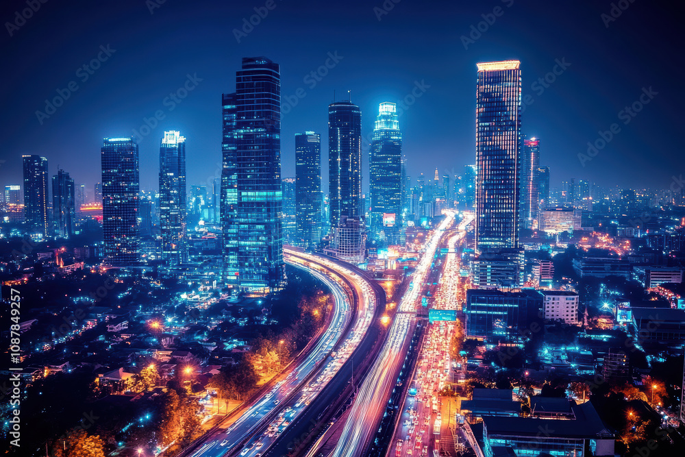 Long exposure light streaks on urban roads