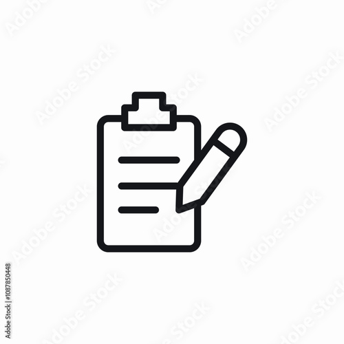 clipboard text file write pen icon sign vector