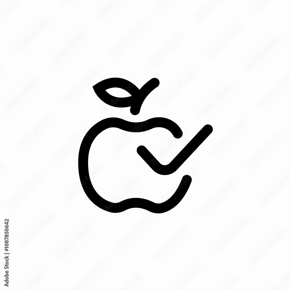 healthy food apple check mark icon sign vector
